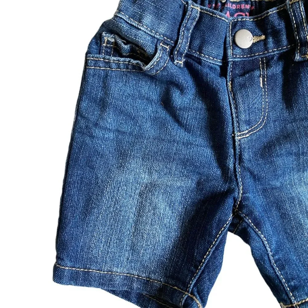 The Children's Place Toddler Girls Denim Shortie Shorts Size 12-18 M Mid Wash